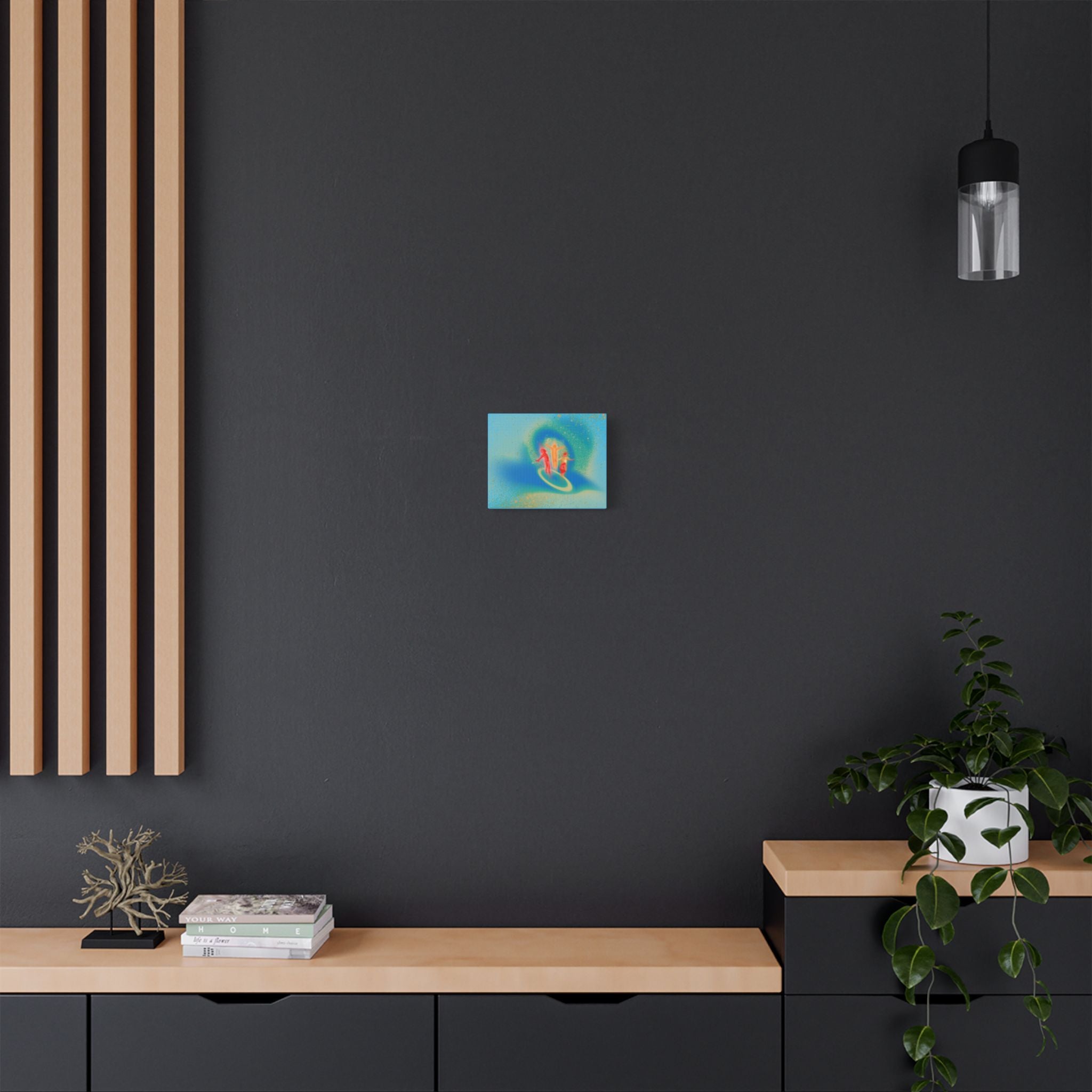 Satin Canvas Print — Surfing Neon Wave Art (Stretched)