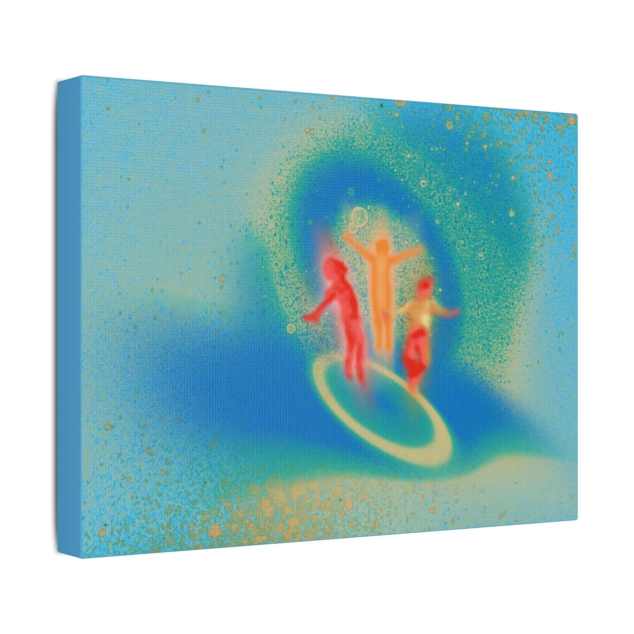 Satin Canvas Print — Surfing Neon Wave Art (Stretched)