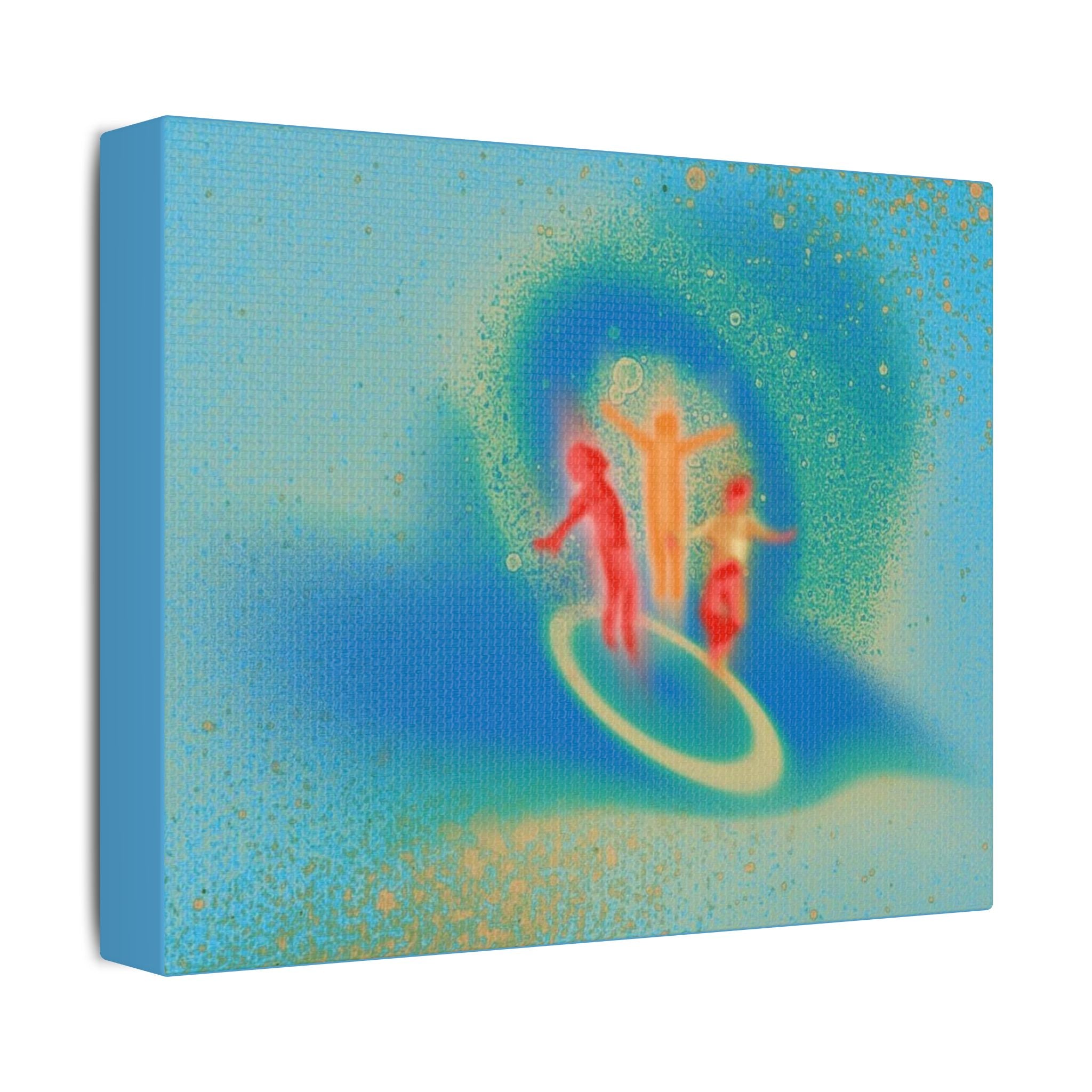 Satin Canvas Print — Surfing Neon Wave Art (Stretched)
